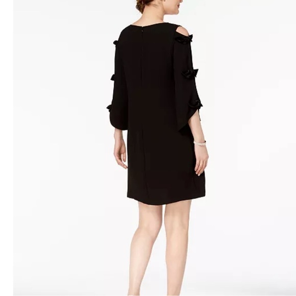 Worn Once, Women's|Black Dress|Bow Tie Cut Outs On Arms | Polyester | Size 6 - Picture 2 of 5